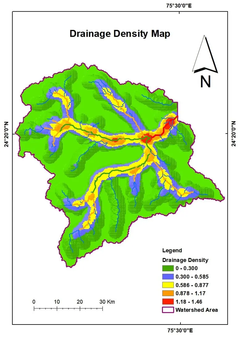 Drainage density classification map