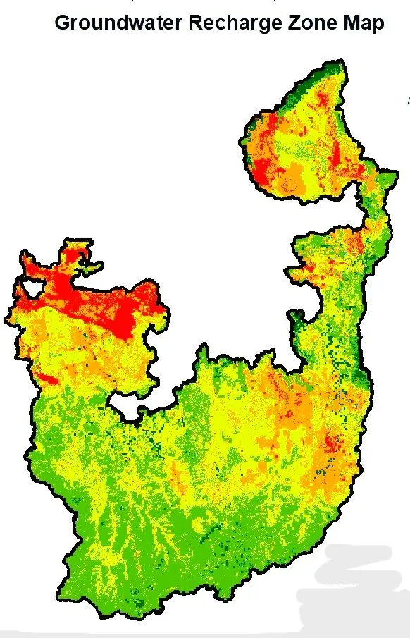 Groundwater recharge zone map
