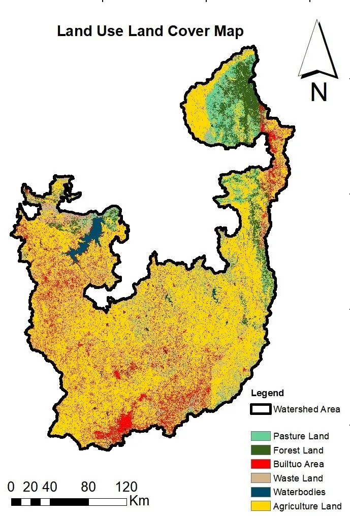 Land Use Land Cover map of a river basin