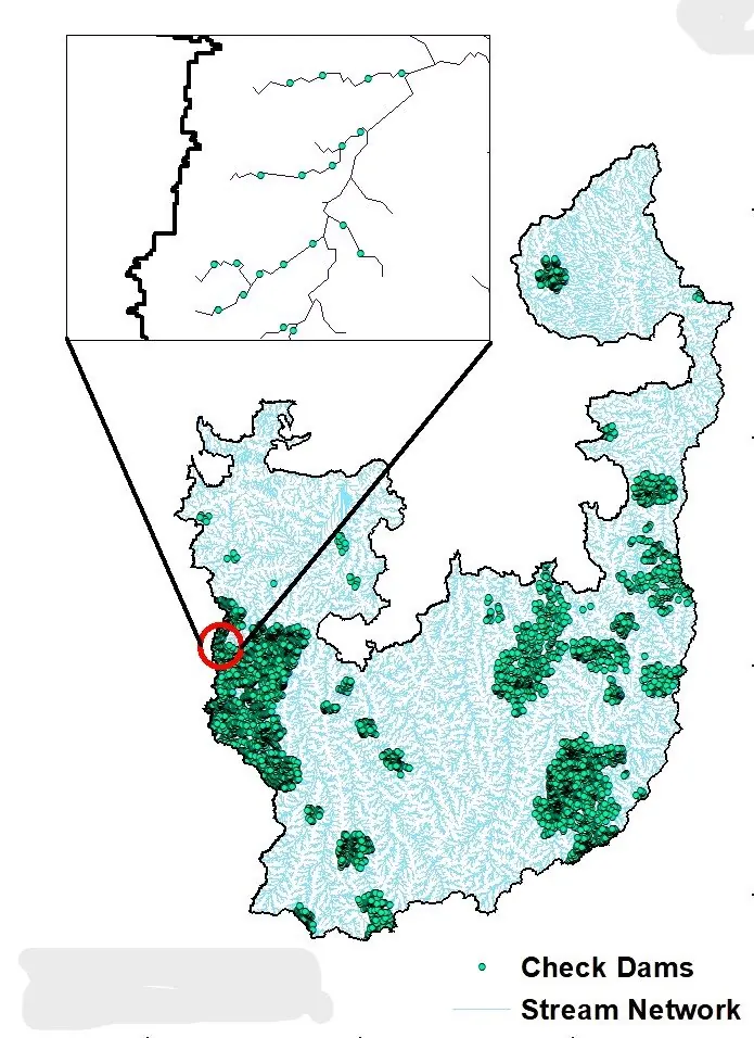 Site suitability map for check dam locations