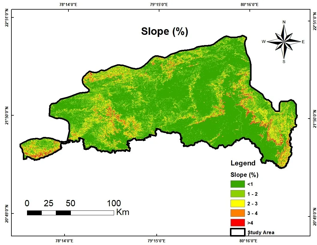 Slope percentage classification map