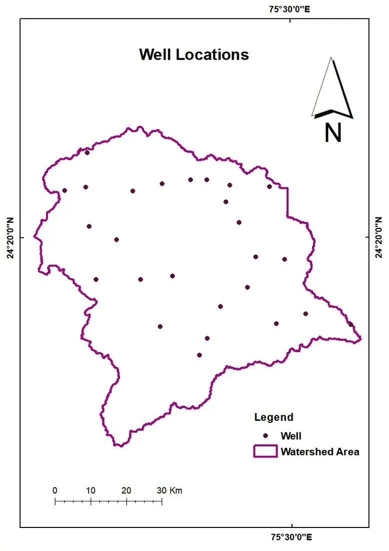 Well locations map from field survey